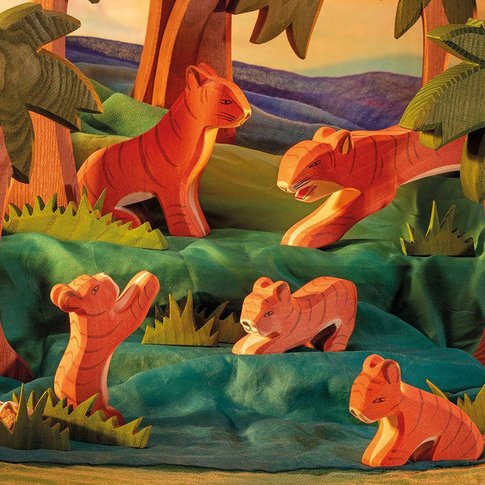 Handcrafted Wooden Large Tiger jumping