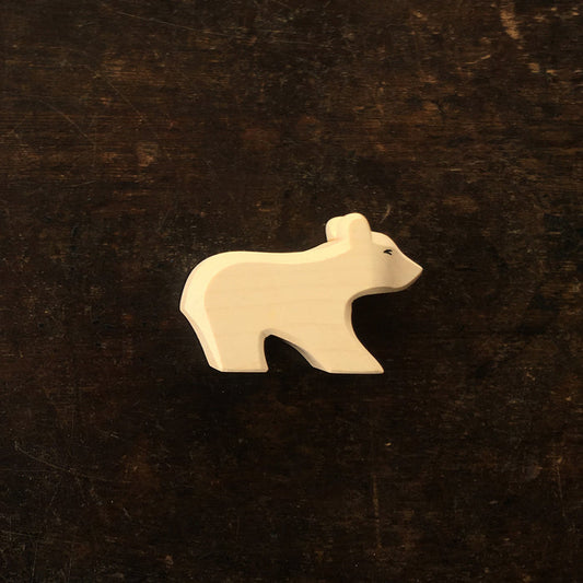 Handcrafted Wooden Polar Bear Cub Playing