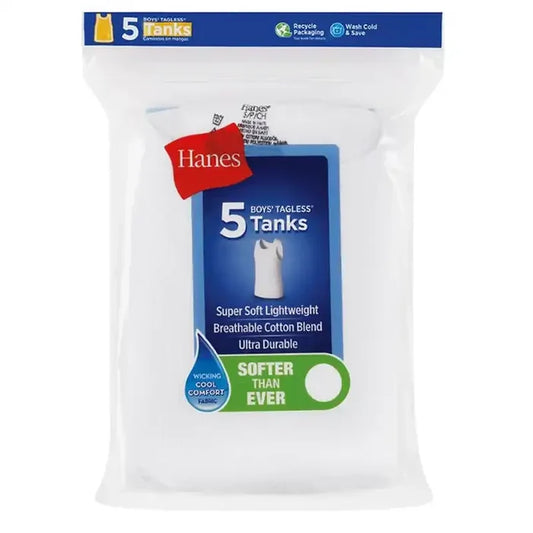 Hanes Boys 5 pack white Tank Tops