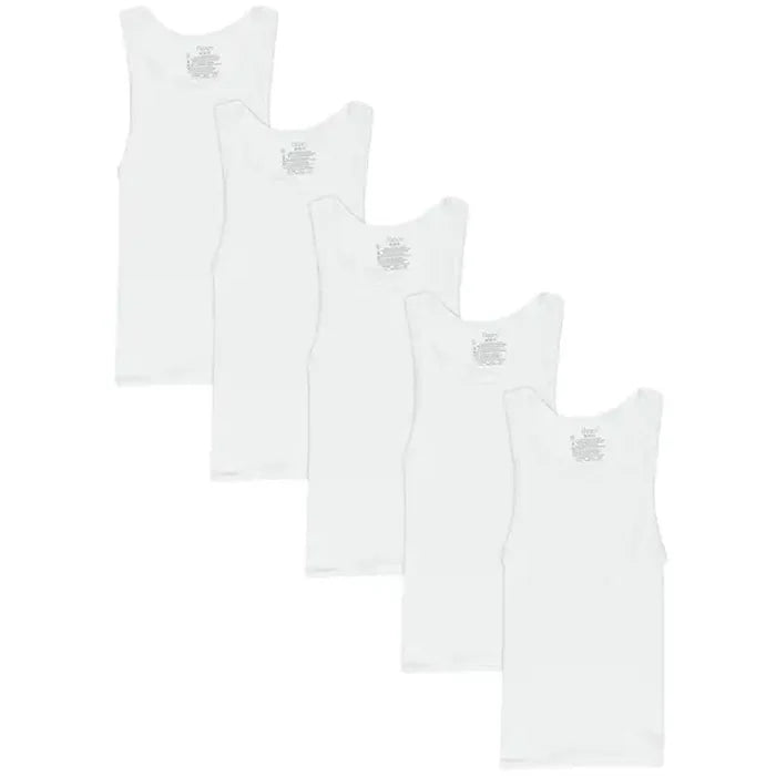 5 White aframe tank tops