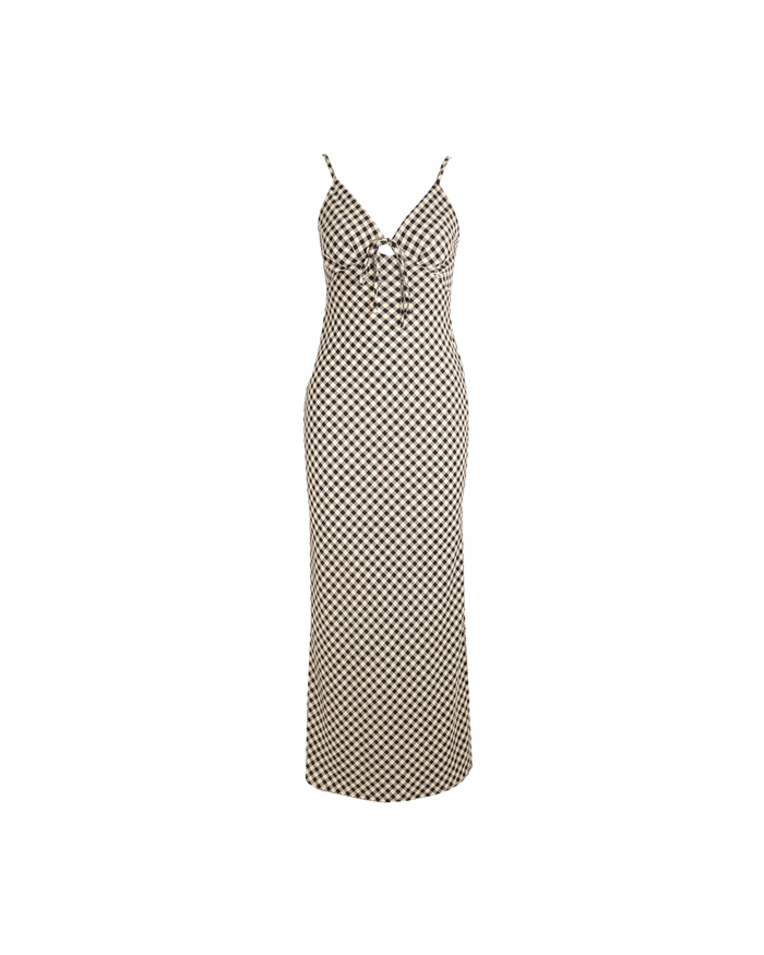 HARLEY BOW DRESS BLACK BUTTER GINGHAM