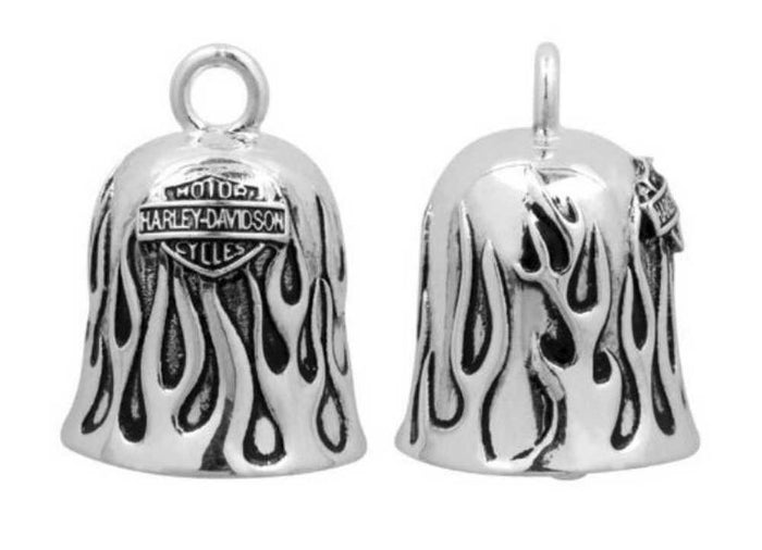 Harley-Davidson® H-D Ride Bell Silver Flames Bar & Shield - Hrb031