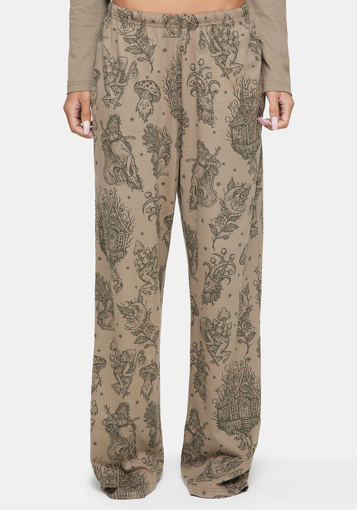 Hexborn Baba Yaga Printed Wide Leg Pyjama Bottoms