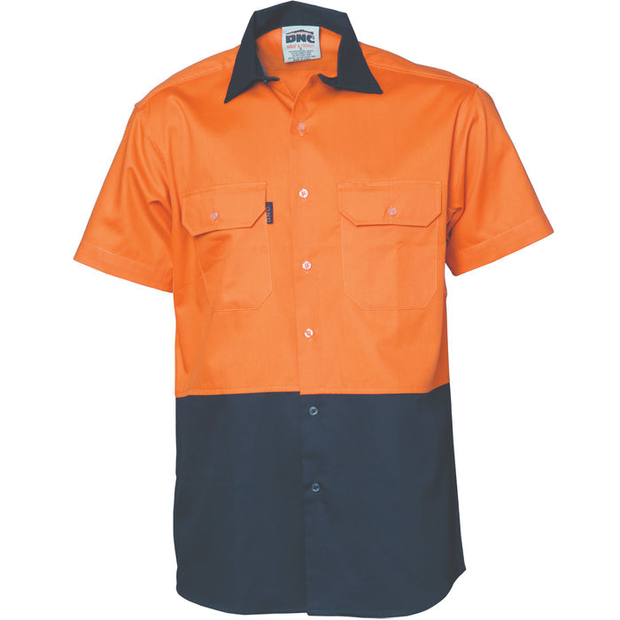 Hi Vis Two Tone Cotton Drill Shirt - Short Sleeve 3831