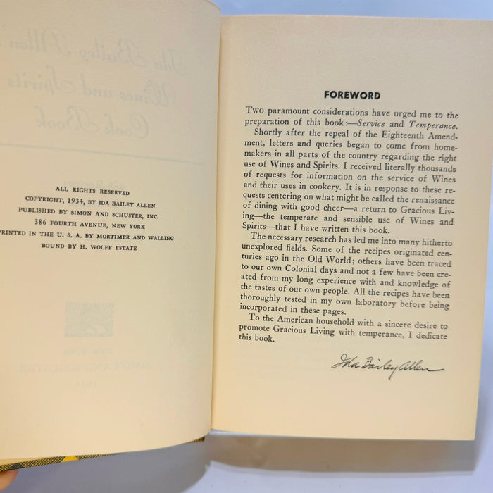 Ida Bailey Allen's Wines and Spirits Cook book 1934 Simon and Schuster, Inc