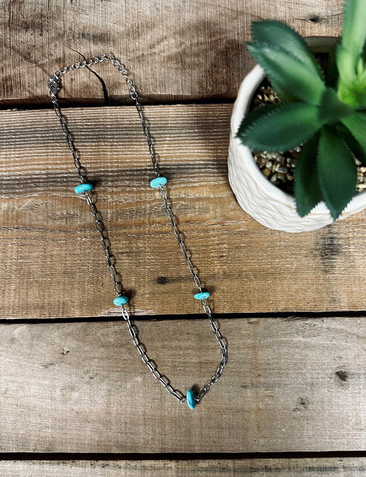 Chain with Real Turquoise Nuggets 15 in