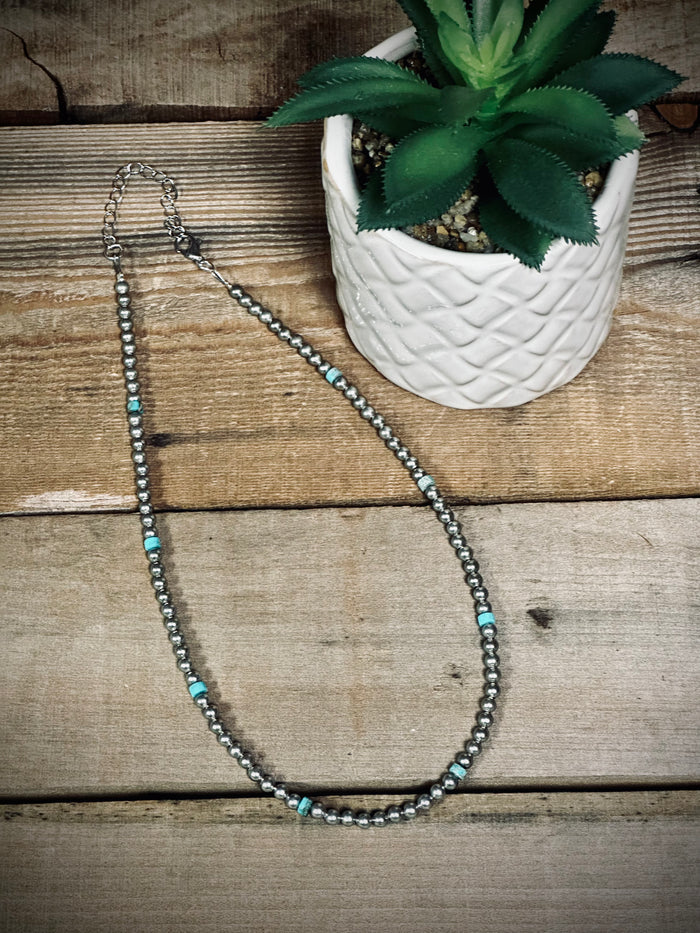 4 mm silver plated and comp turquoise