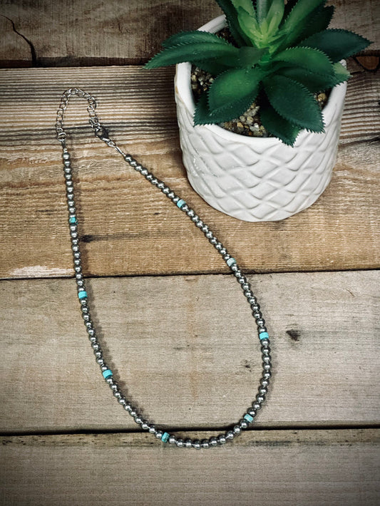 4 mm silver plated and comp turquoise