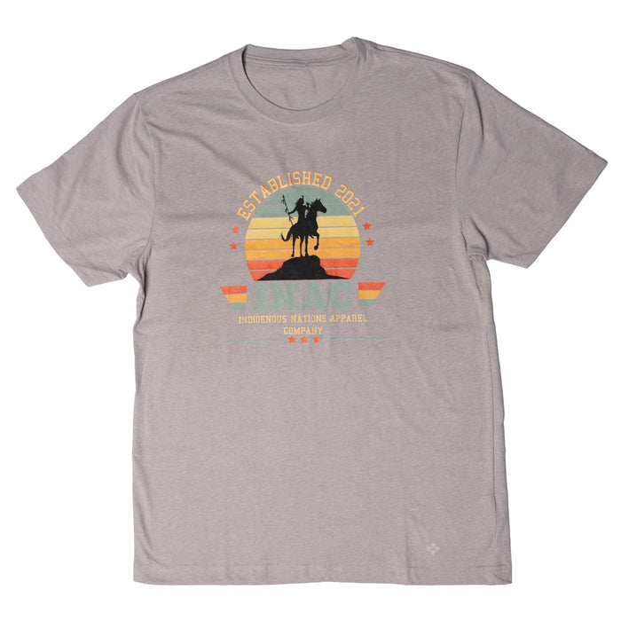 INAC Established 2021 Men's Tee in gray with a colorful retro logo and classic fit for everyday wear.