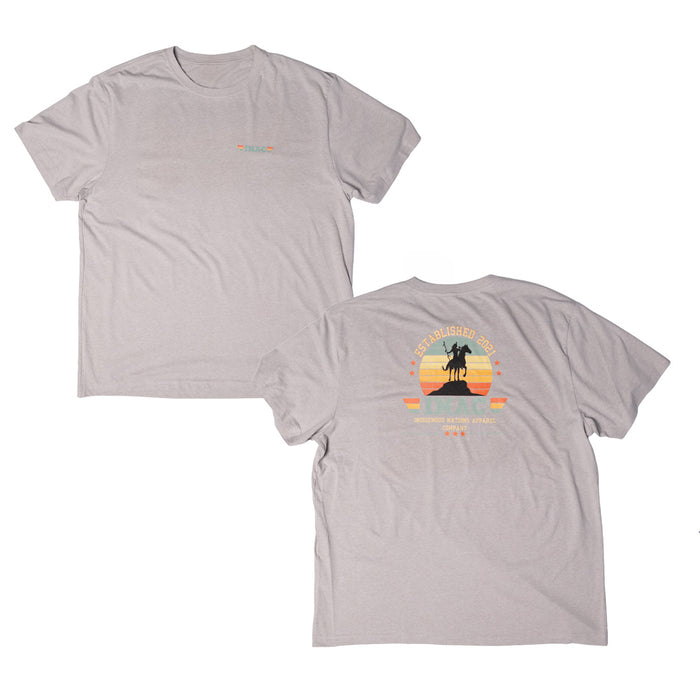 INAC Established Tee featuring a colorful logo design on a gray t-shirt, showcasing comfort and style.