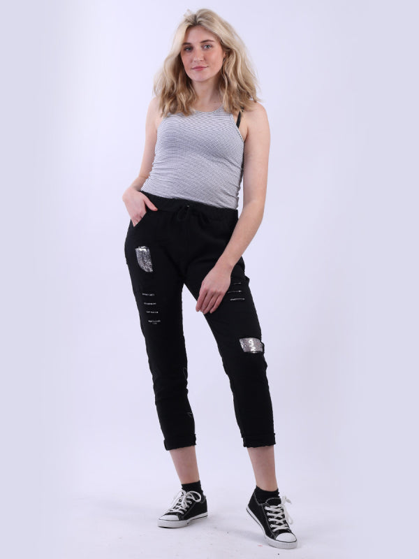 Italian Sequin Ripped Magic Pant (3 Colours)
