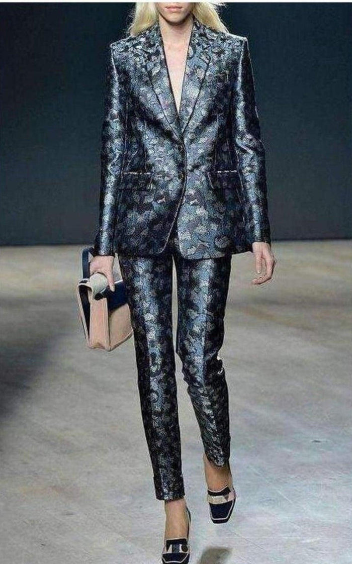Mary Katrantzou Jacquard Lame Silk Blend Blazer - Runway Catalog