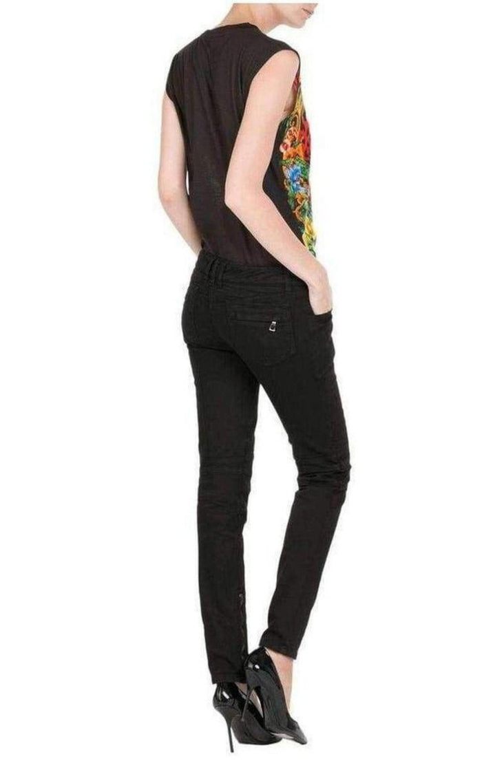 Balmain Jeans Low Rise Black Biker Jeans - Runway Catalog