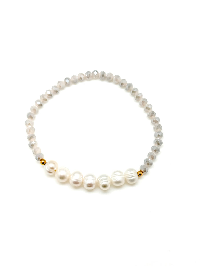 Grey Beaded Bracelets with Pearls