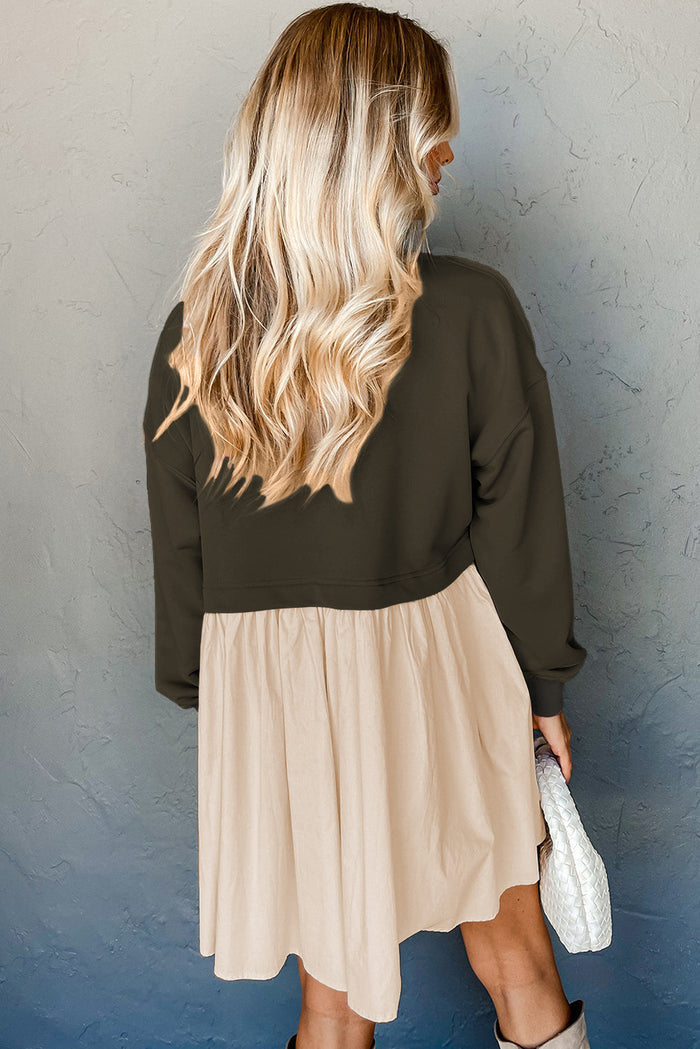 Jungle Green Sweatshirt Poplin Mini Dress - Dresses/Mini Dresses