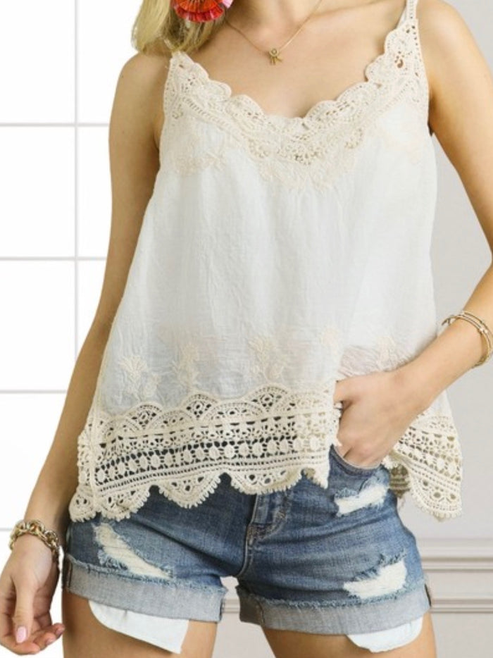 beige crochet tank top