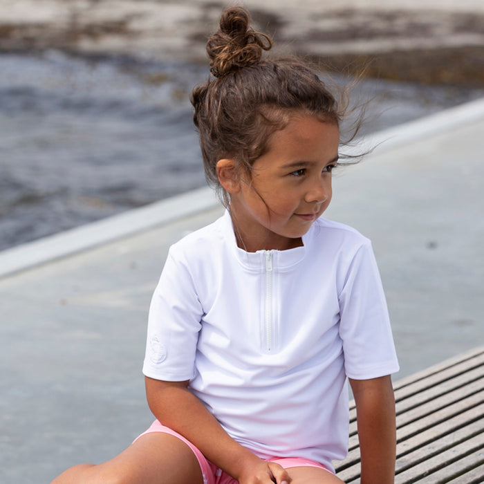 Kids Max UV Half Zip Swim Shirt - White