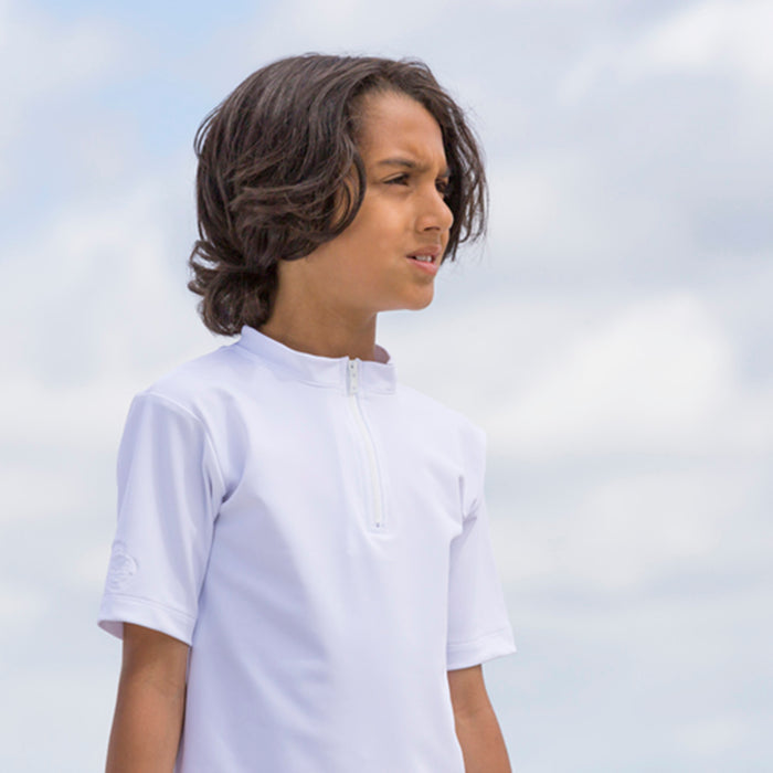 Kids Max UV Half Zip Swim Shirt - White