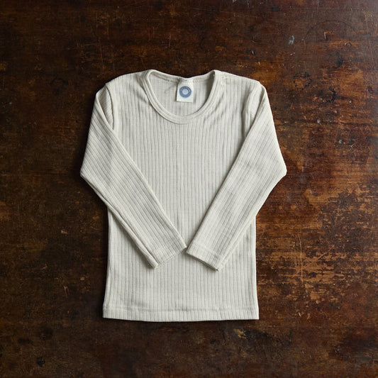 Kids Merino Wool/Cotton/Silk LS Top - Natural