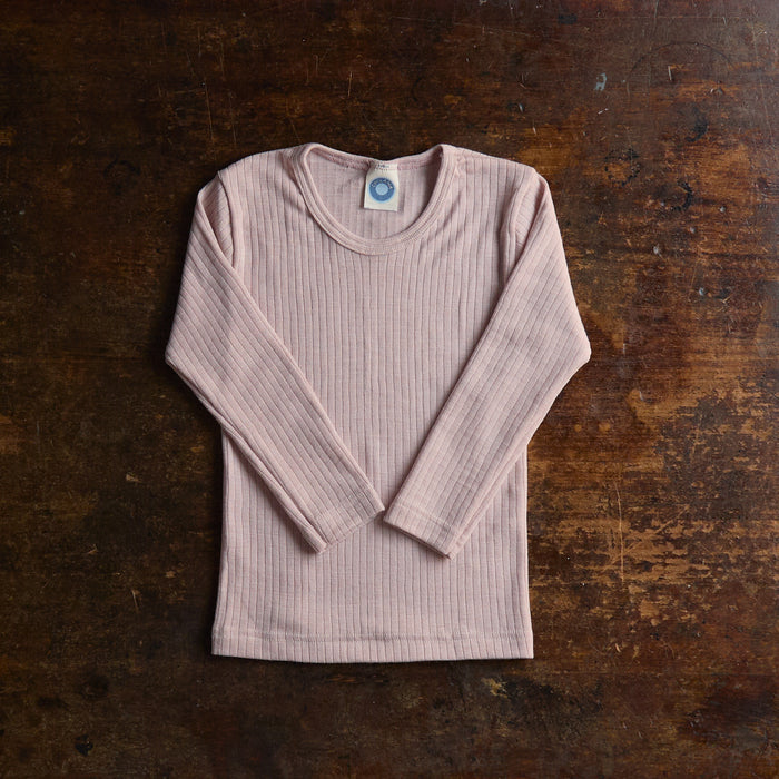 Kids Merino Wool/Cotton/Silk LS Top - Pale Pink