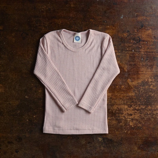 Kids Merino Wool/Cotton/Silk LS Top - Pale Pink