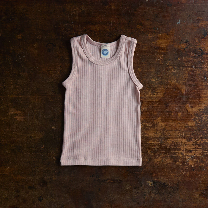 Kids Merino Wool/Cotton/Silk Sleeveless Top - Pale Pink