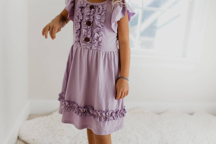 Kids Pastel Lavender Ruffle Button Spring Easter Dress  Adorable Sweetness