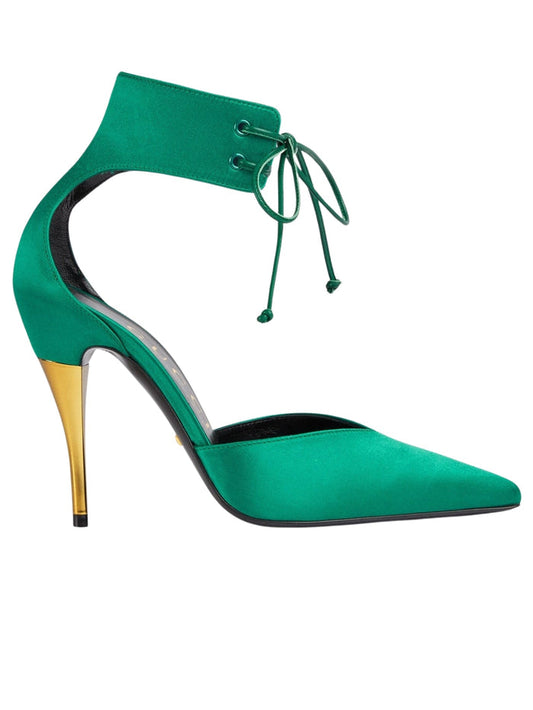 Gucci Lace - up Satin Pump Sandal - Runway Catalog