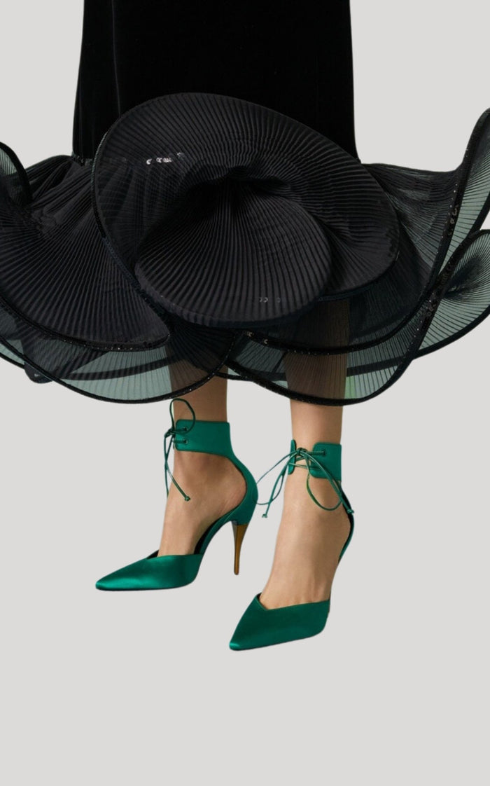 Gucci Lace - up Satin Pump Sandal - Runway Catalog