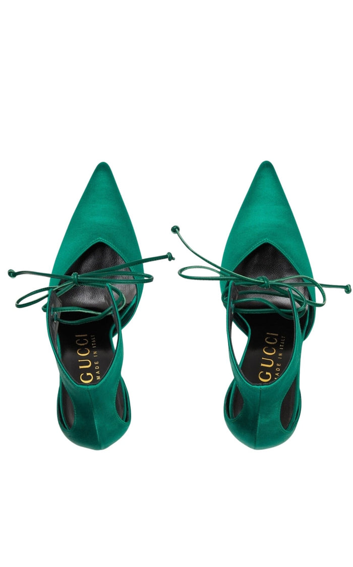 Gucci Lace - up Satin Pump Sandal - Runway Catalog