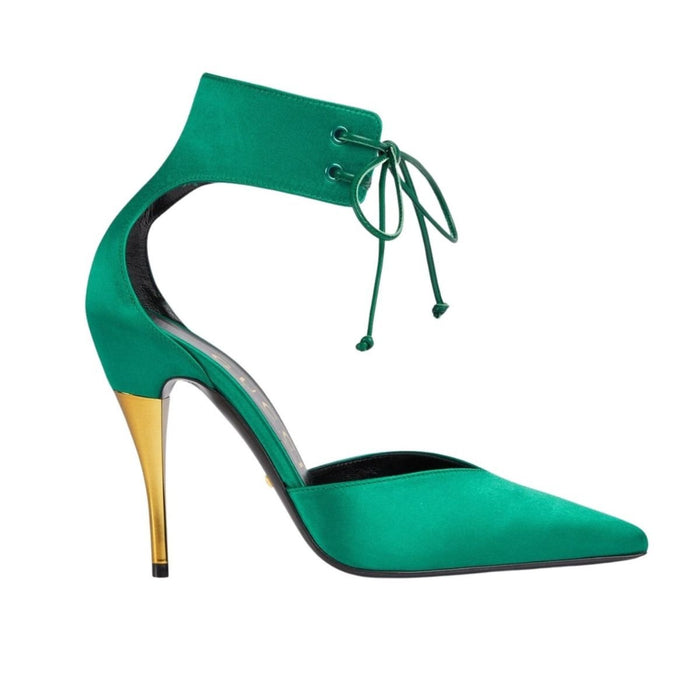 Gucci Lace - up Satin Pump Sandal - Runway Catalog