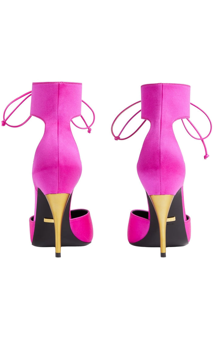 Gucci Lace - up Pink Satin Pump - Runway Catalog