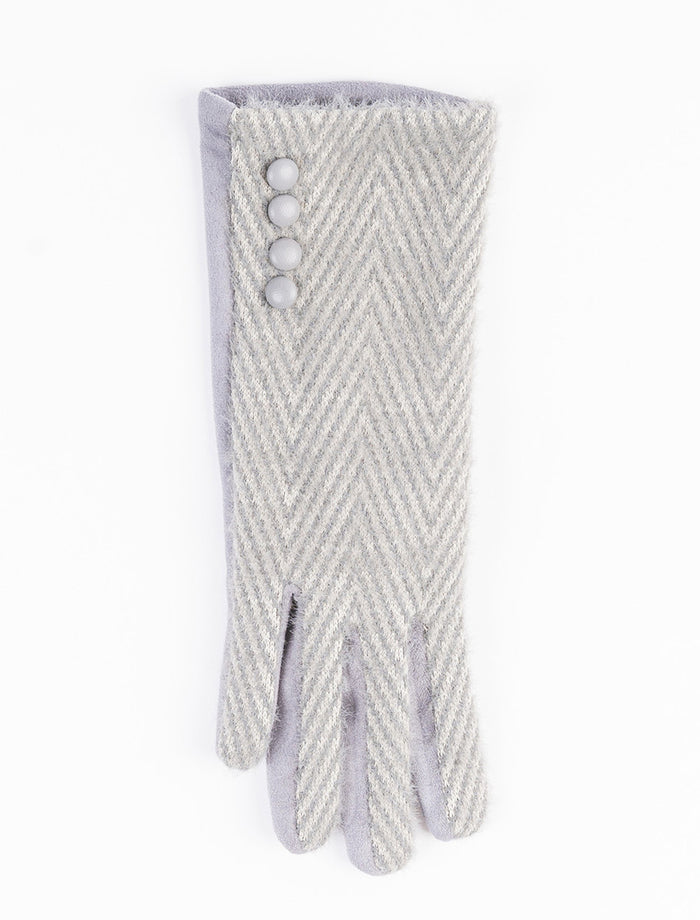 Ladies Tweed Herringbone Gloves - Silver #color_silver