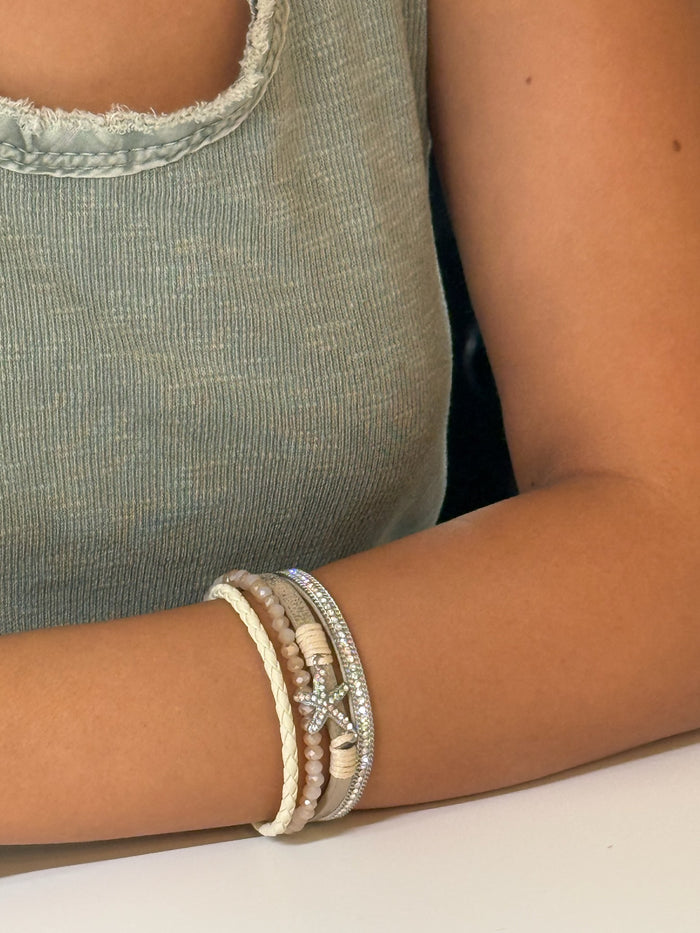Lani starfish bracelet being worn