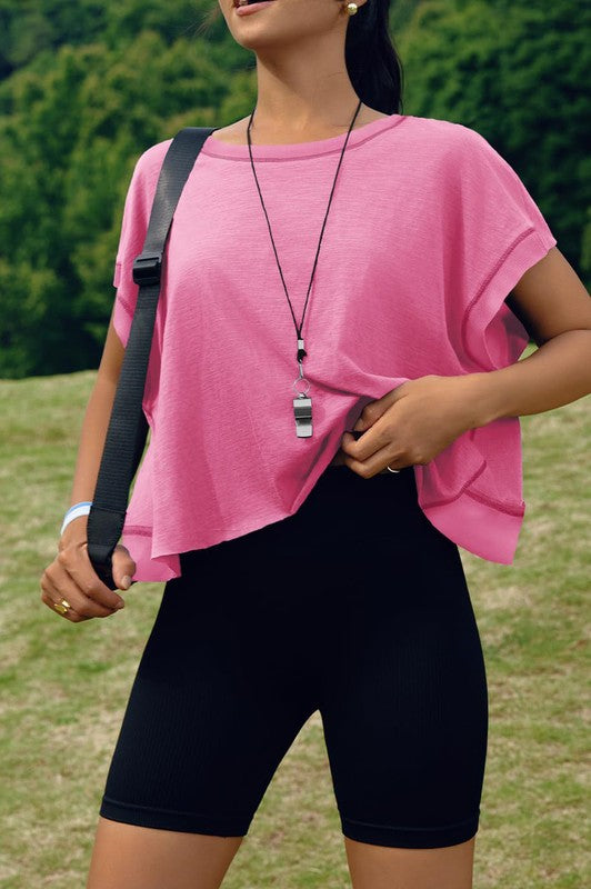 Let's Get Physical Yoga T-Shirt-Pink-SMALL-Cute-Trendy-Shop-Womens-Boutique-Clothing-Store