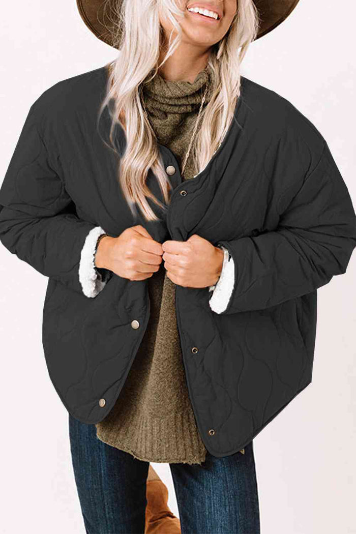 Long Sleeve Button Front Winter Coat - Madikfashions.com