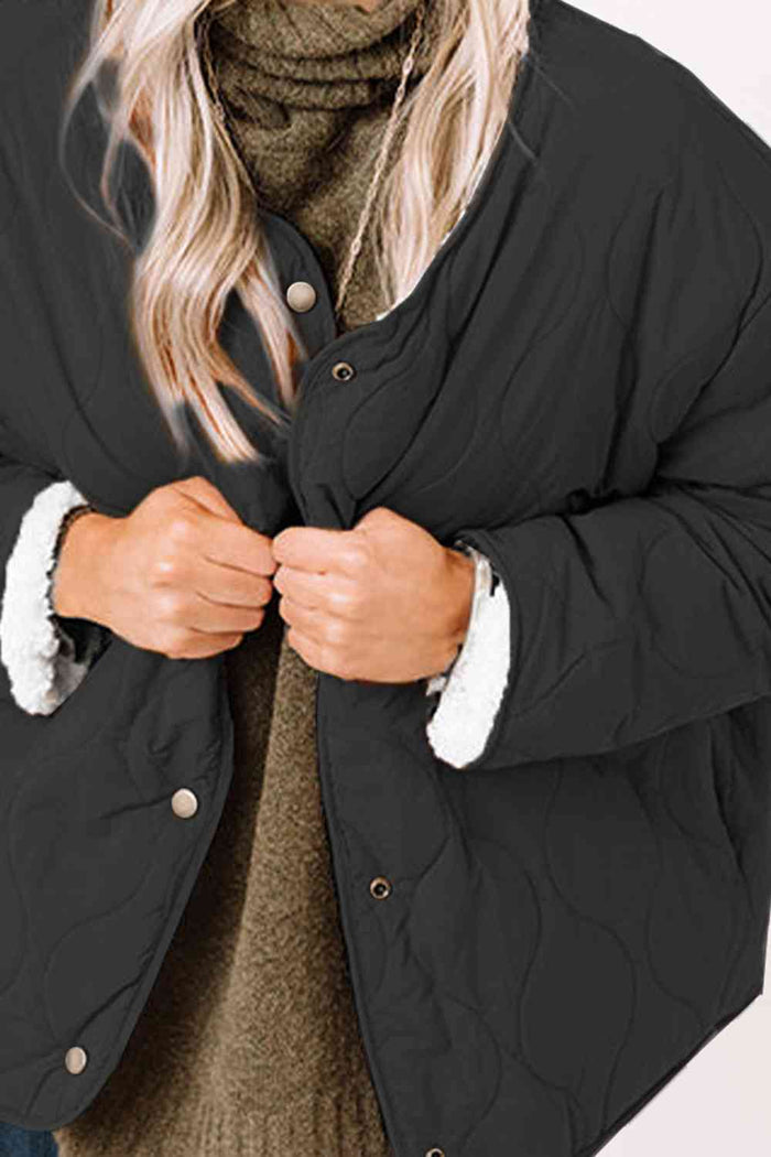 Long Sleeve Button Front Winter Coat - Madikfashions.com