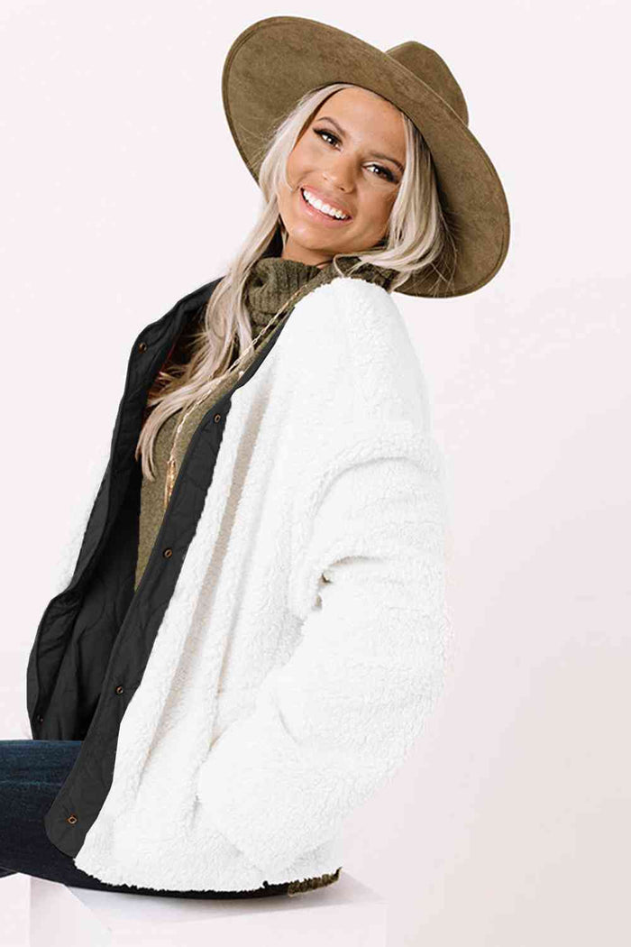 Long Sleeve Button Front Winter Coat - Madikfashions.com