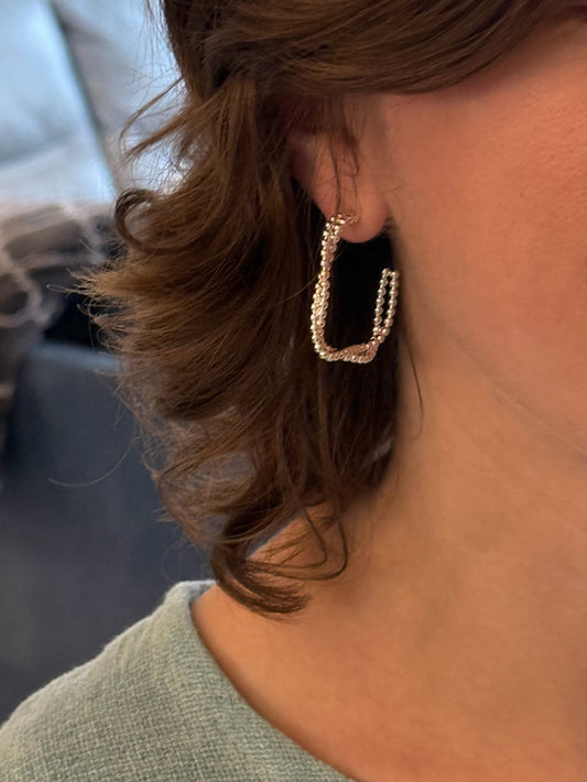 Square Silver Hoops