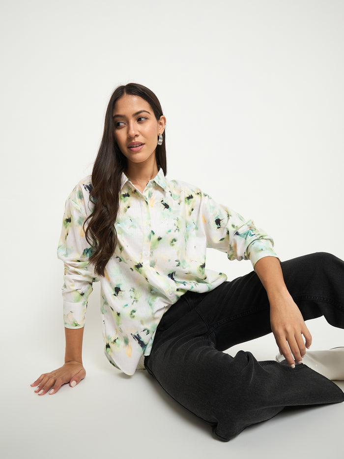 Madame All Over Botanical Print Lemon Yellow Shirt