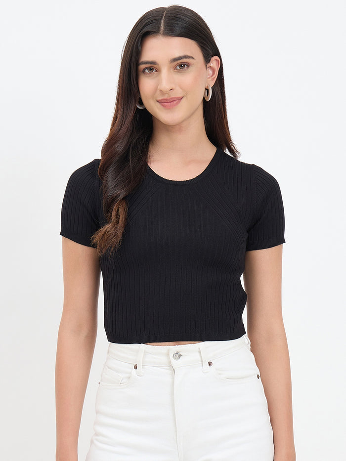 Madame Black Knitted Crop Top