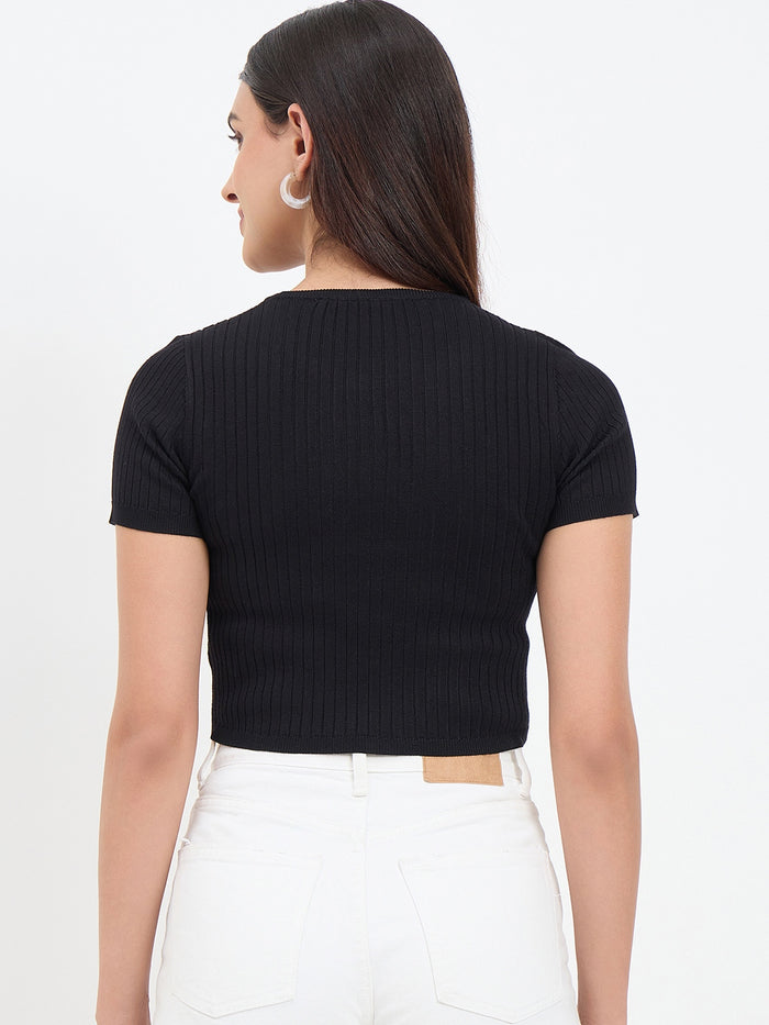 Madame Black Knitted Crop Top