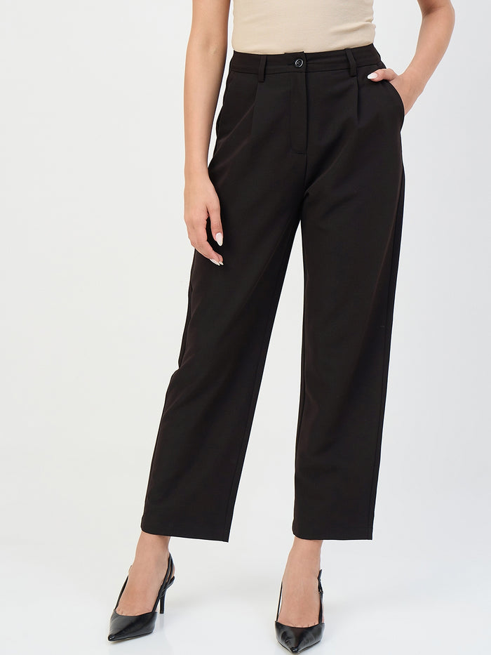 Madame Black Pleated Formal Trousers