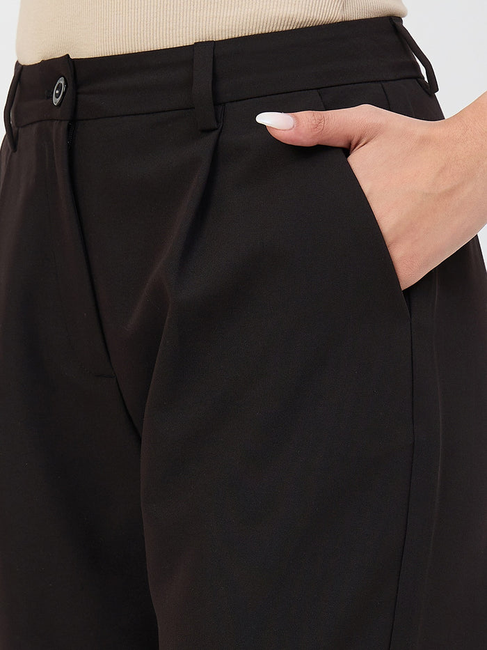 Madame Black Pleated Formal Trousers