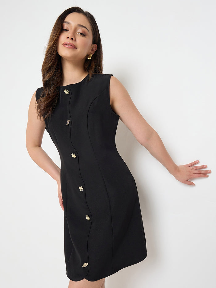 Madame Black Sleeveless Formal Dress