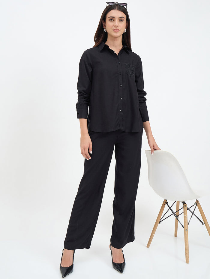 Madame Black Viscose Co-ord Set