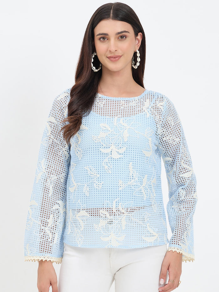 Madame Blue Printed Top
