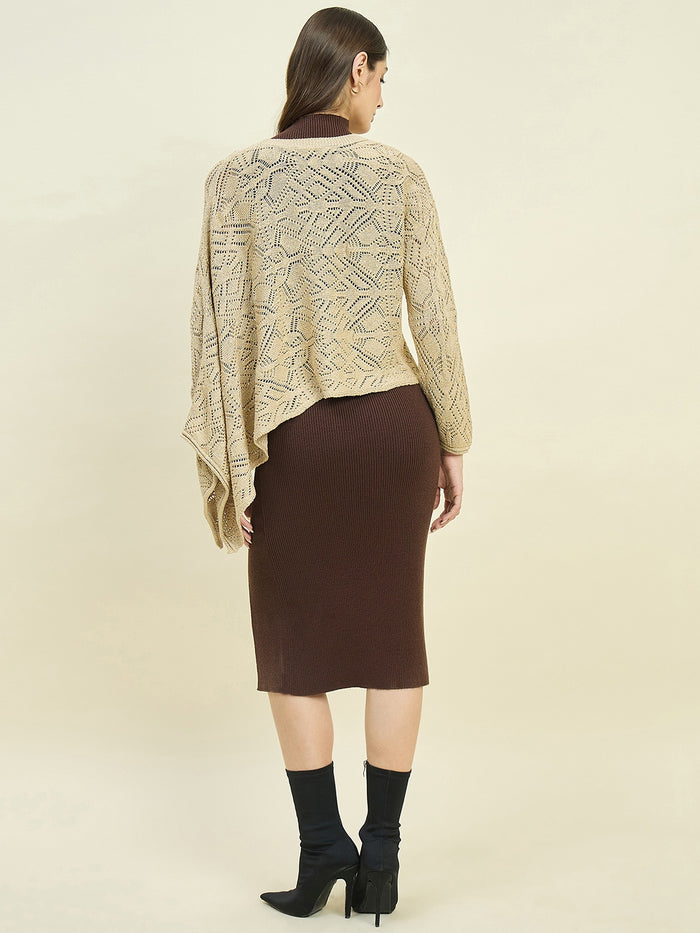 Madame Brown Dress and Cape Knit Co-ord Set