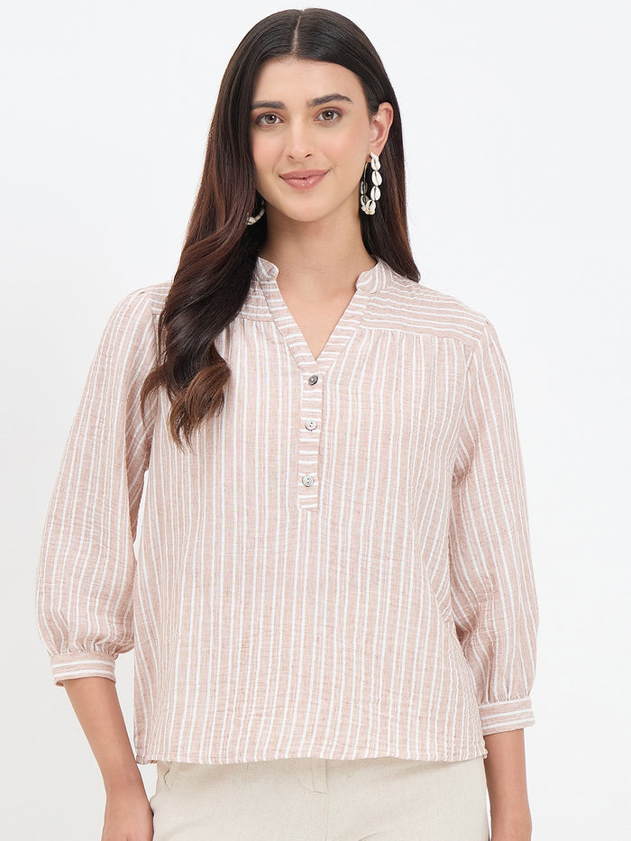 Madame Brown Puff Sleeve Top