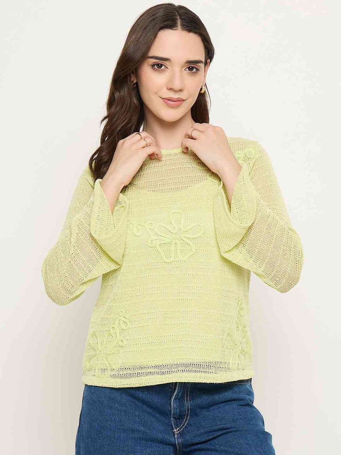 Madame Butter Yellow Lace Fabric Top